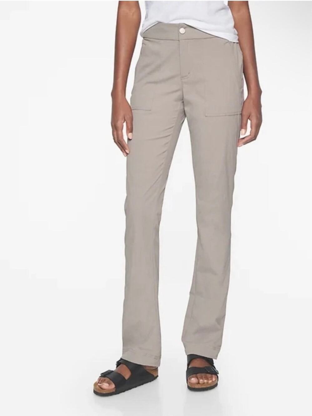 Athleta Trekkie Hike Pants Womens 14 Gray Silver Gorpcore Camp Athletic Granola